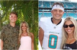 Zach Wilson’s wife Nicolette drops 3-word reaction in Dolphins QB-inspired black top as couple enjoy sideline PDA moment
