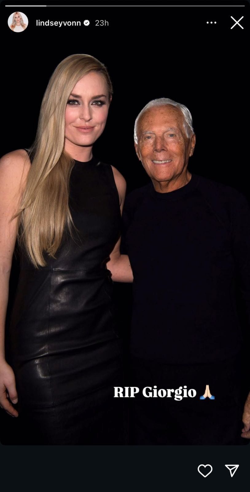 Still taken from Vonn's Instagram (source: @lindseyvonn/Instagram)