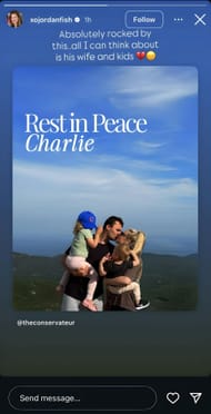 Jordan Fish shared her condolences to Kirk's family (Source: @xojordanfish via Instagram)