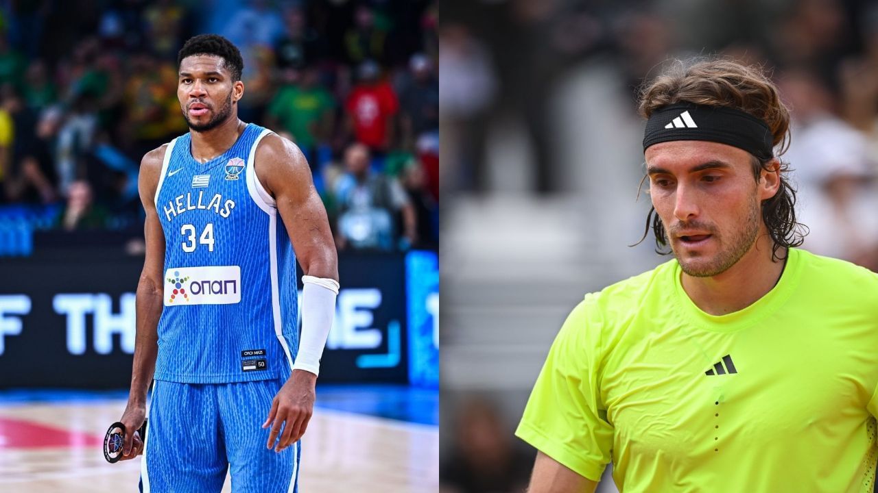 Giannis Antetokounmpo and Stefanos Tsitsipas (Image via: Both Getty)