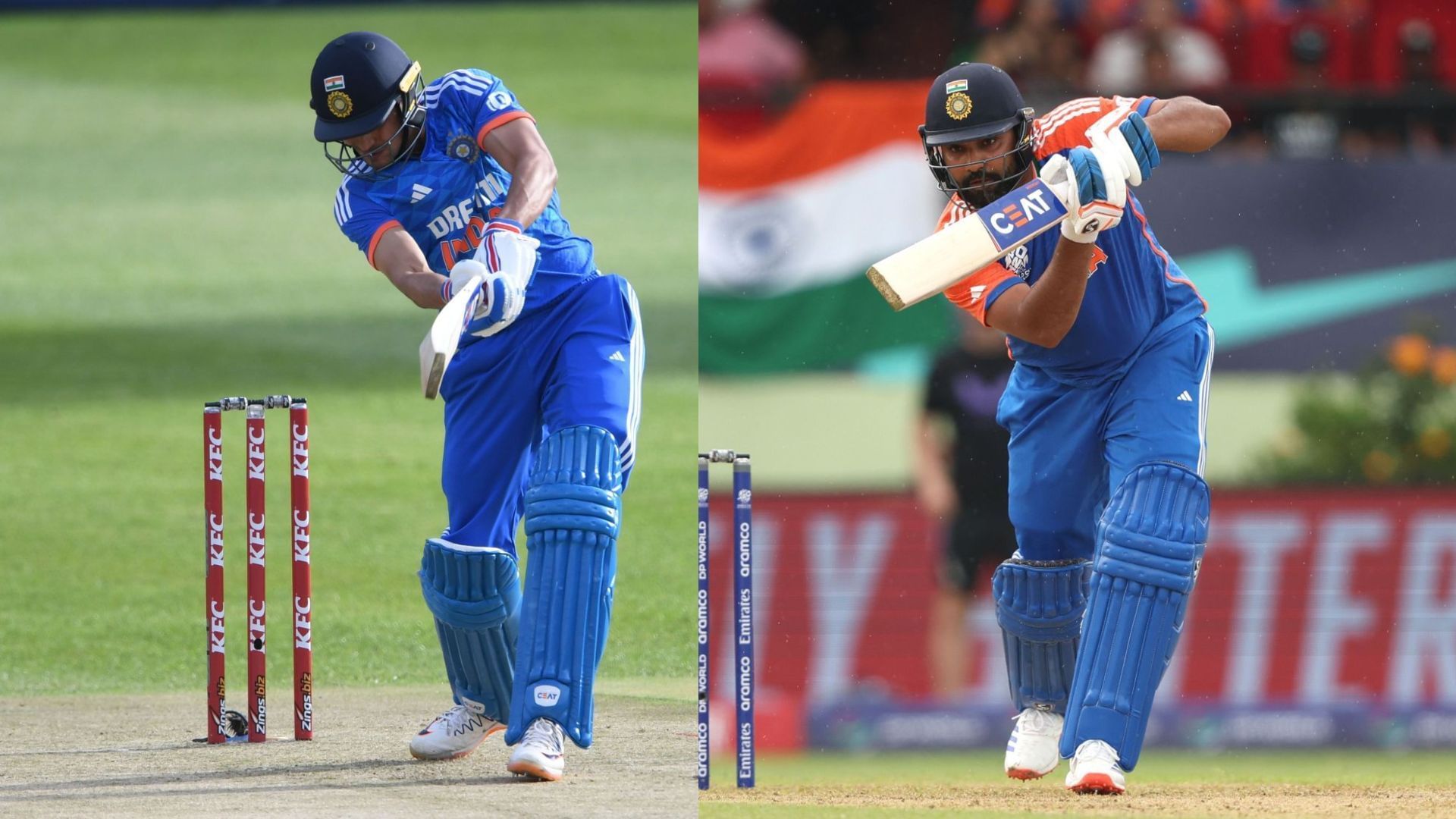 Shubman Gill (L) and Rohit Sharma (R) in action for India in T20Is (Image Credits: Getty)