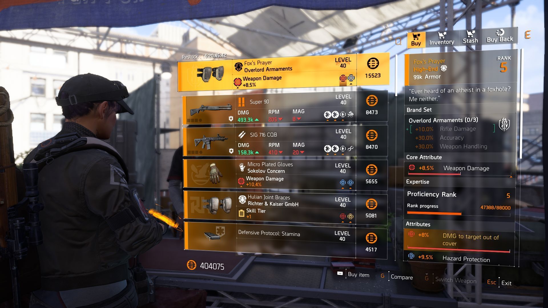 The Division 2 vendor found at the Theatre Settlement (Image via SK Gaming || Ubisoft)