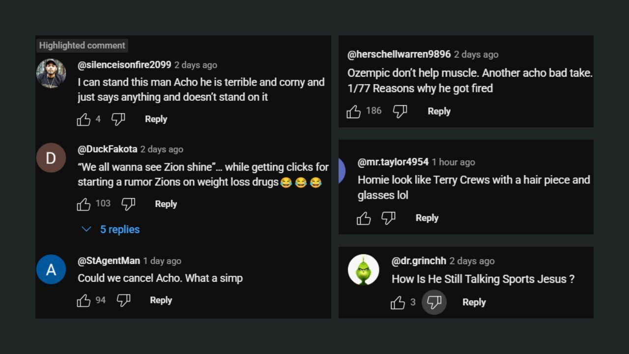 Fans disagree with Acho Emmanuel&#039;s Ozempic take on Zion Williamson&#039;s transformation. (Credits: @speakeasy/YT)