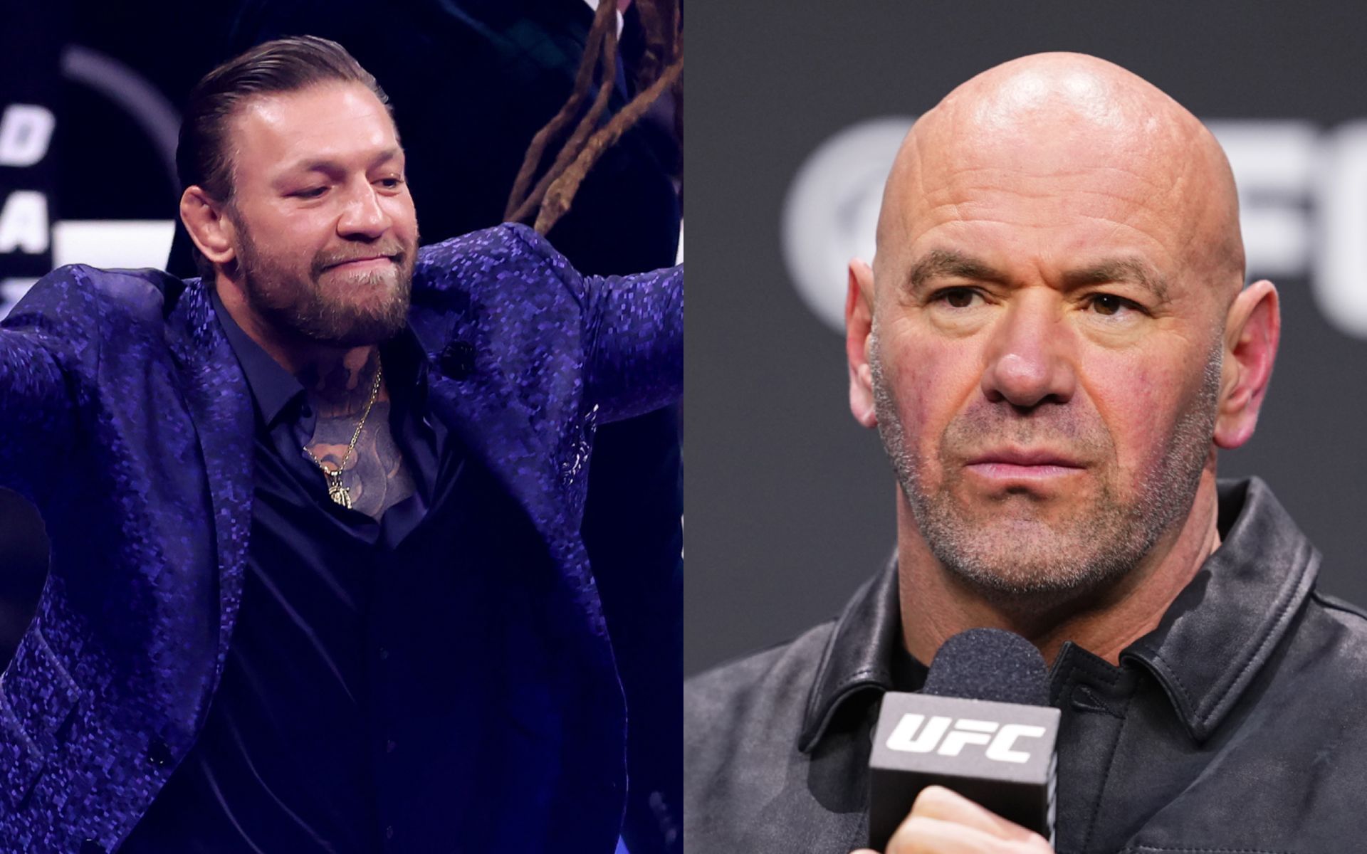 Dana White (right) talks Conor McGregor (left) potentially featuring on UFC White House card. [Images courtesy: Getty Images]