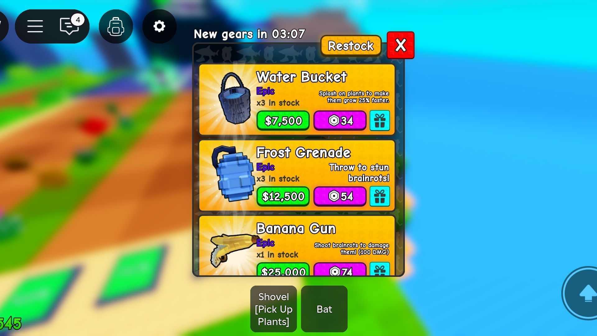 Gears in the Shop (Image via Roblox)