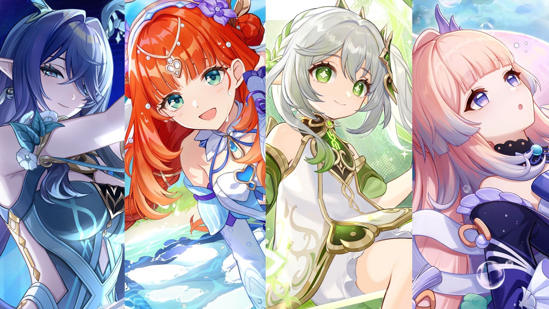 Lauma, Nilou, Nahida, Kokomi (Image via Sportskeeda Gaming/HoYoverse)