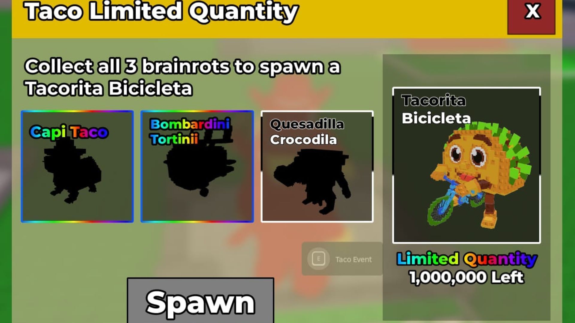 Requirements for getting Tacorita Bicicleta (Image via Roblox)
