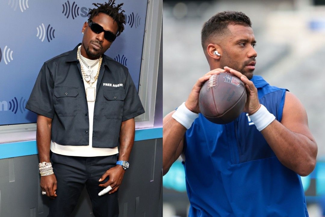 Antonio Brown, left, Russell Wilson, right 