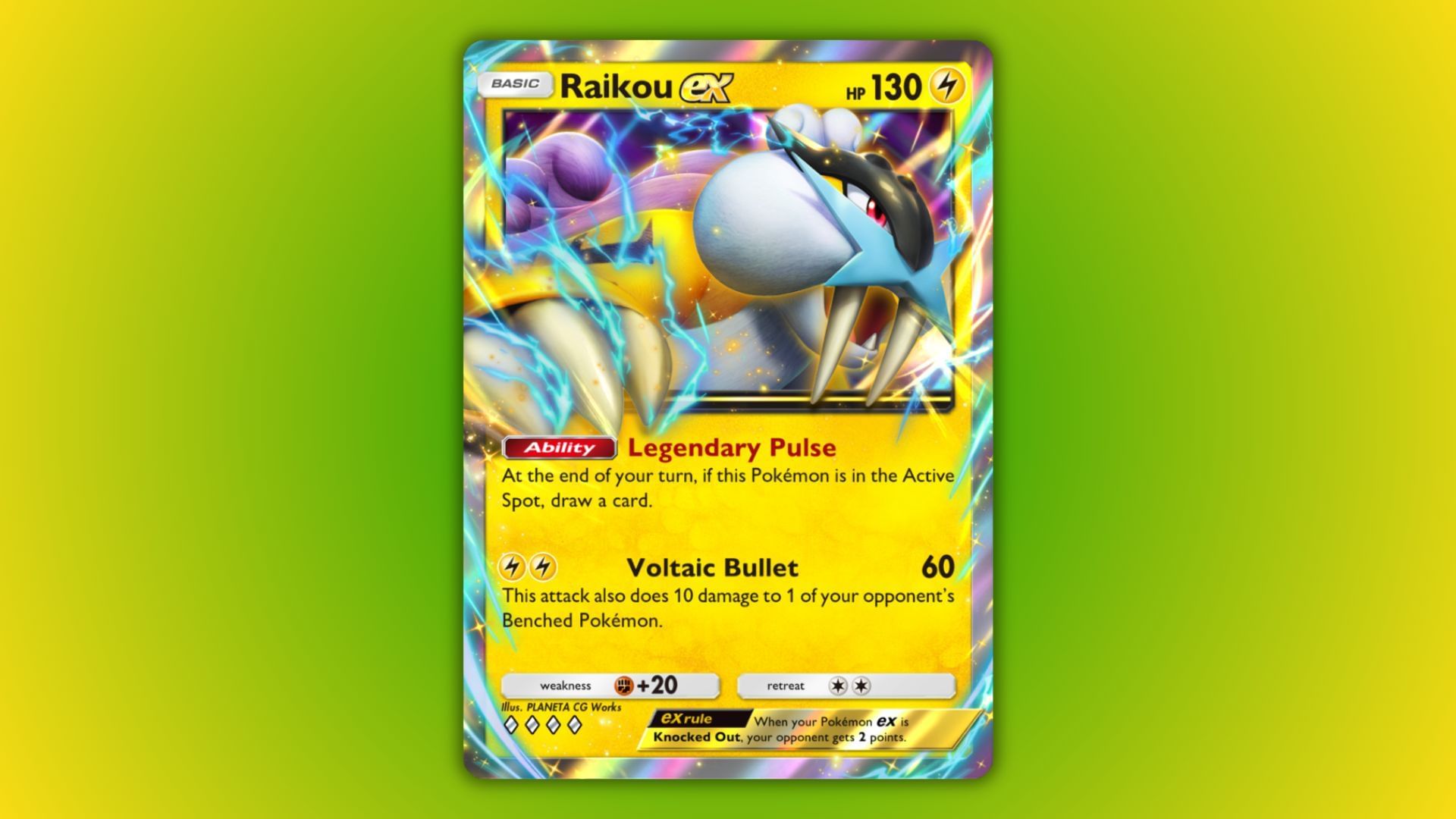 Raikou ex&#039;s card as seen in the game (Image via The Pokemon Company)