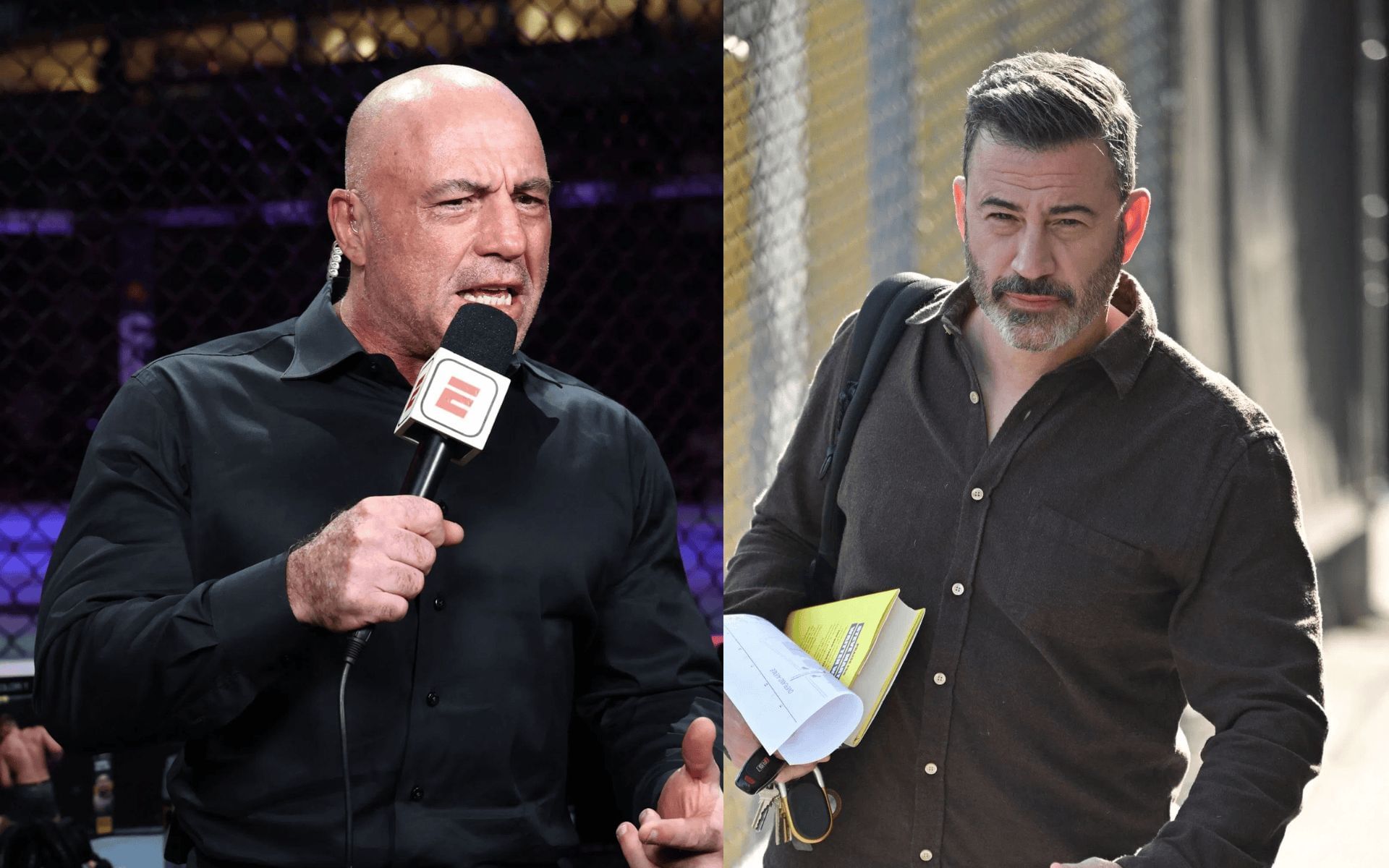 Joe Rogan (left) reacts to one of his friend