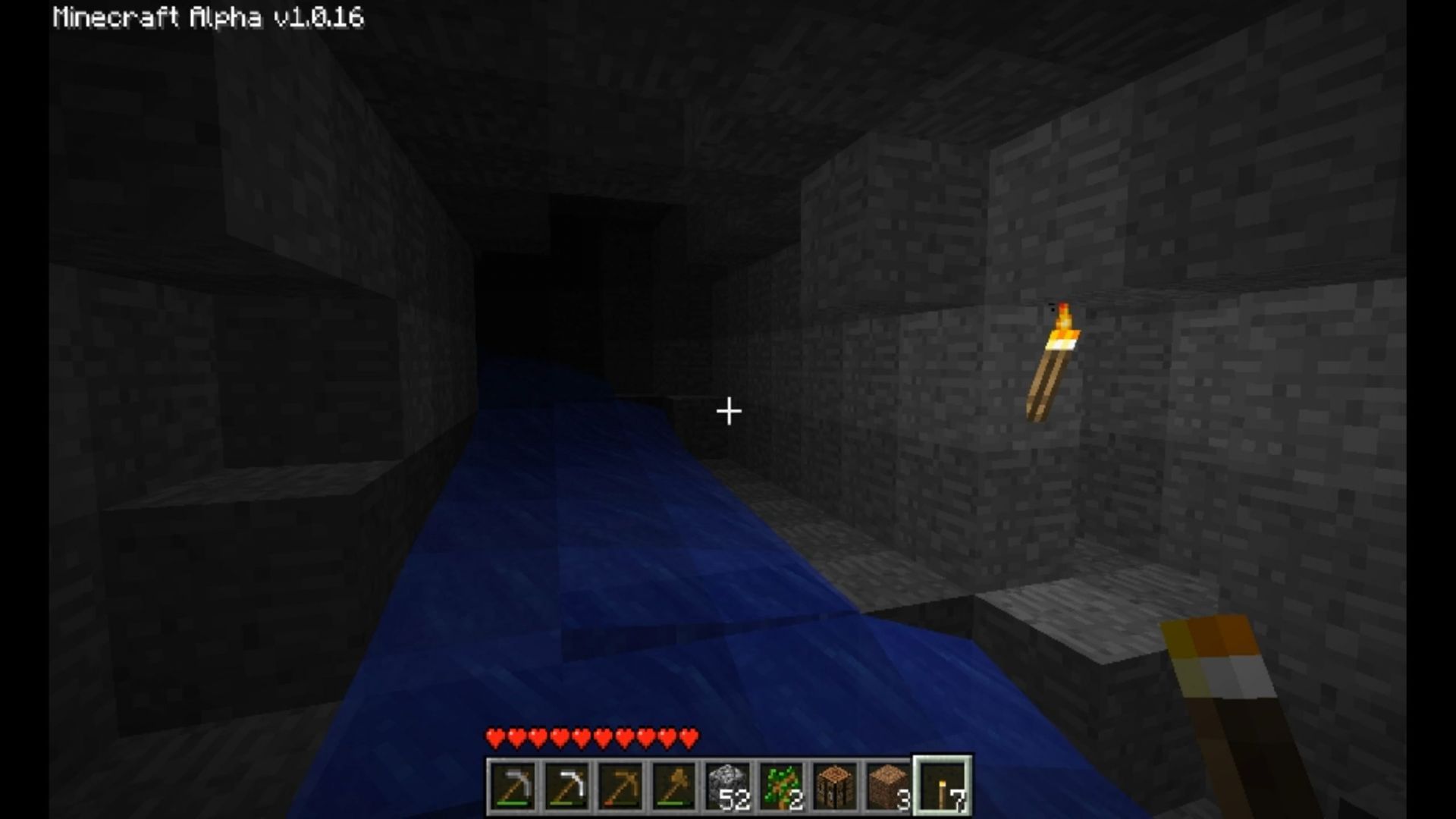 Caves were extra dark in alpha versions (Image via Sportskeeda Gaming || Mojang Studios)