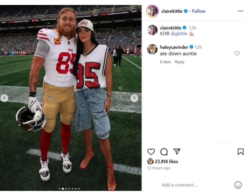 Jake Ferguson&rsquo;s Fianc&eacute;e drops a 3-word message on Claire Kittle&rsquo;s latest IG post [IG/@clairekittle]