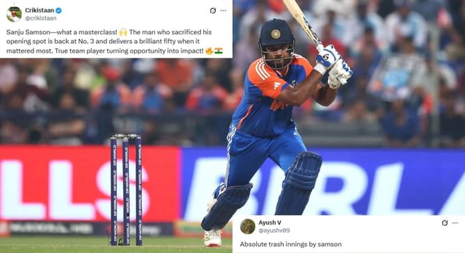 "Fifty when it mattered most; absolute trash innings" - Fans split as Sanju Samson hits 56 off 45 balls in IND vs OMA Asia Cup 2025 match