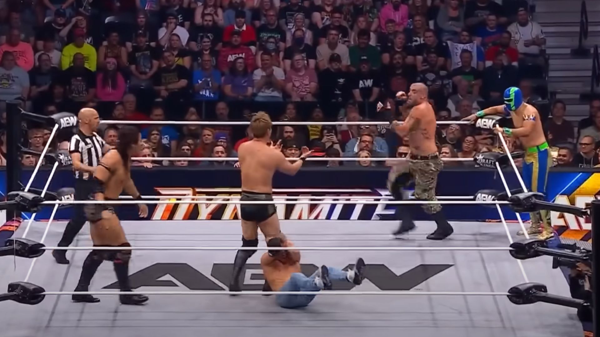Screenshot from last week&#039;s trios battle between the Don Callis Family and the Conglomeration [Image Credits: AEW on YouTube]