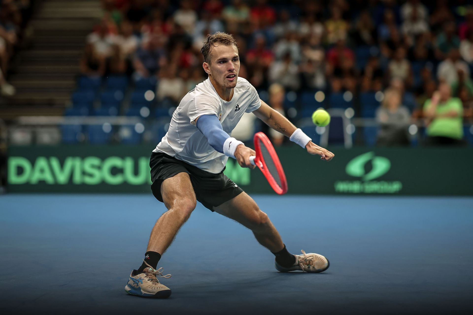 Zsombor Piros in action during the Hungary v Austria - 2025 Davis Cup Qualifiers Second Round: (Image Source: Getty)