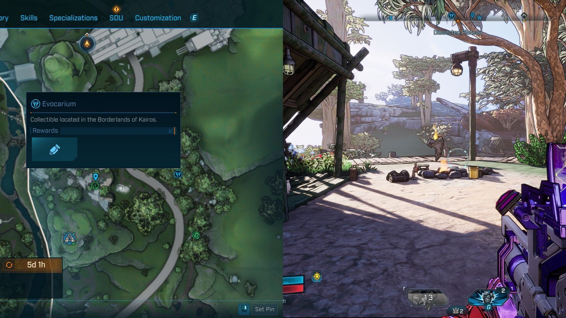The Evocarium is on top of a hill near Vault Hunter&rsquo;s Guide (Image via 2K)