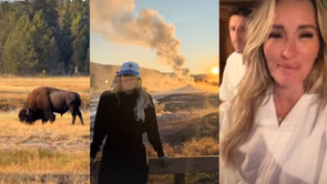 Days after her 38th birthday, Milan Lucic & wife Brittany take in the views of natural geysers & wildlife at Yellowstone National Park