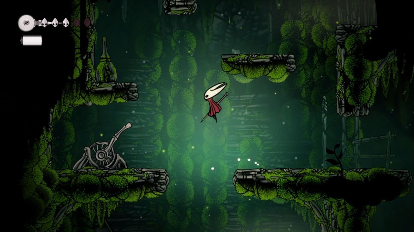 The lever opens a resting bench down below (Image via Team Cherry)