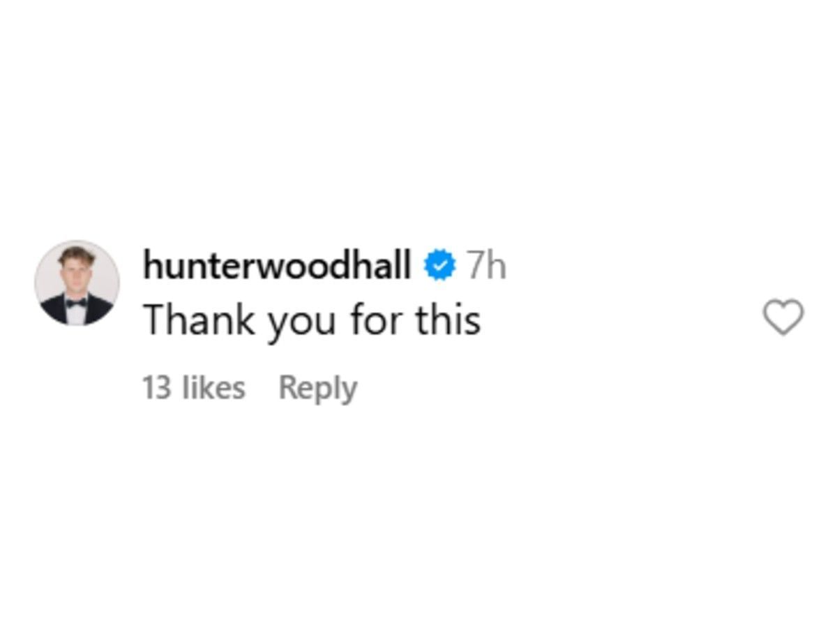 Woodhall&#039;s comment on Instagram