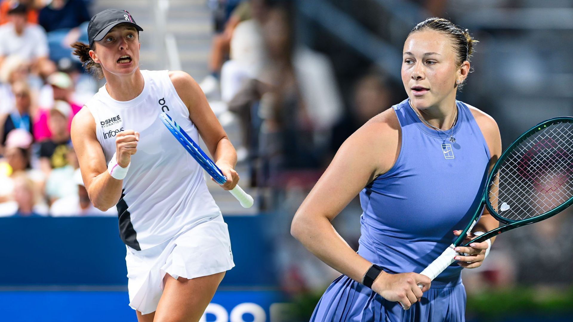 Iga Swiatek (L) Amanda Anisimova (R) | Getty