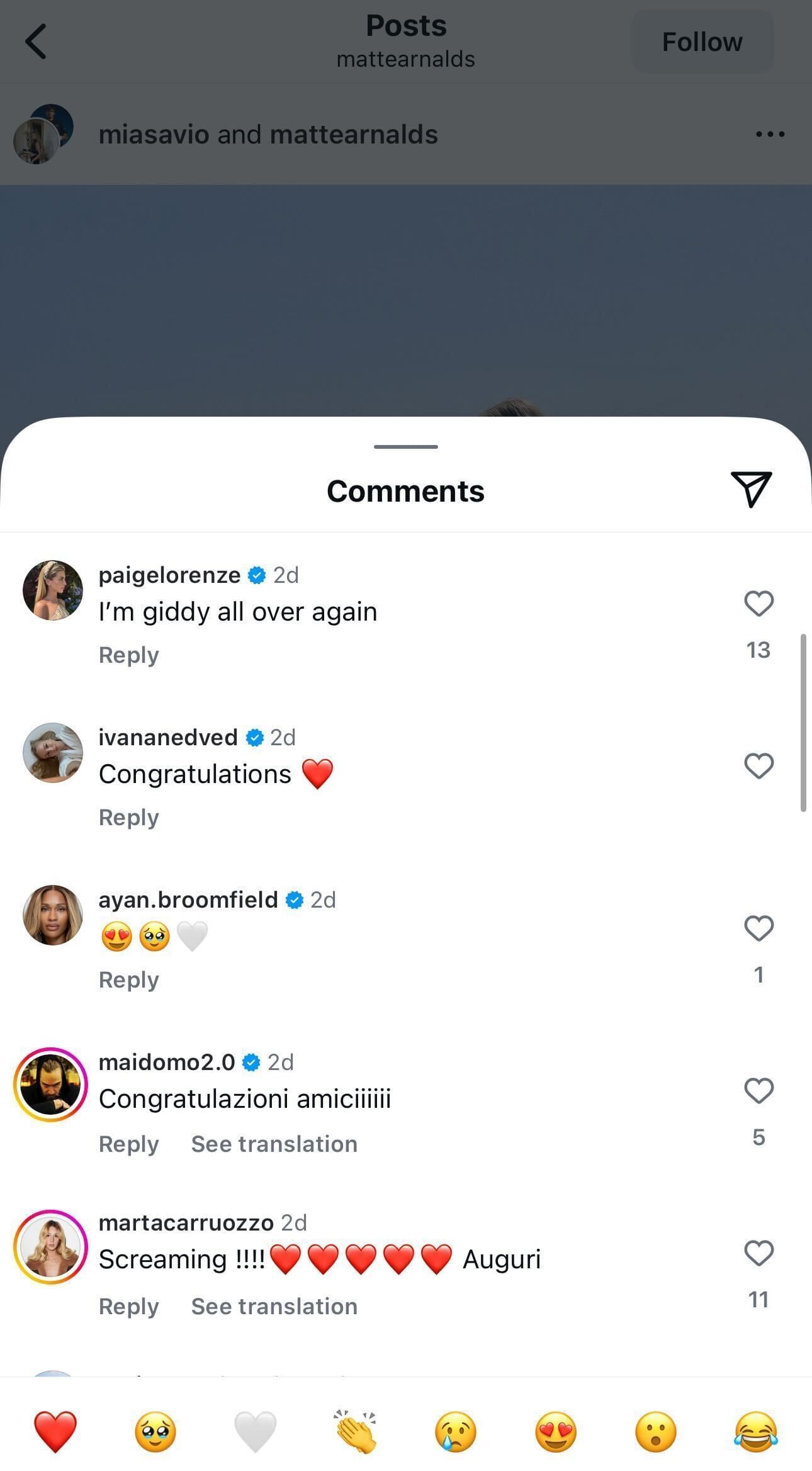 More reactions to Savio and Arnaldi&#039;s engagement (Source: Instagram/miasavio)