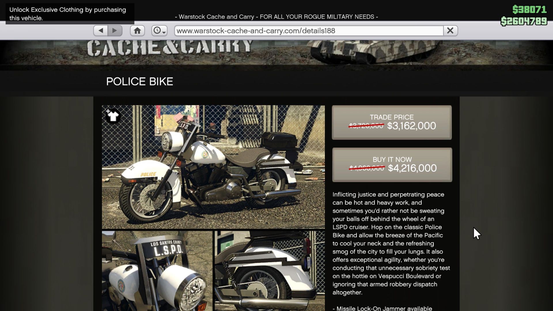 The police bike is currently on discount (Image via Sportskeeda Gaming // Rockstar Games)