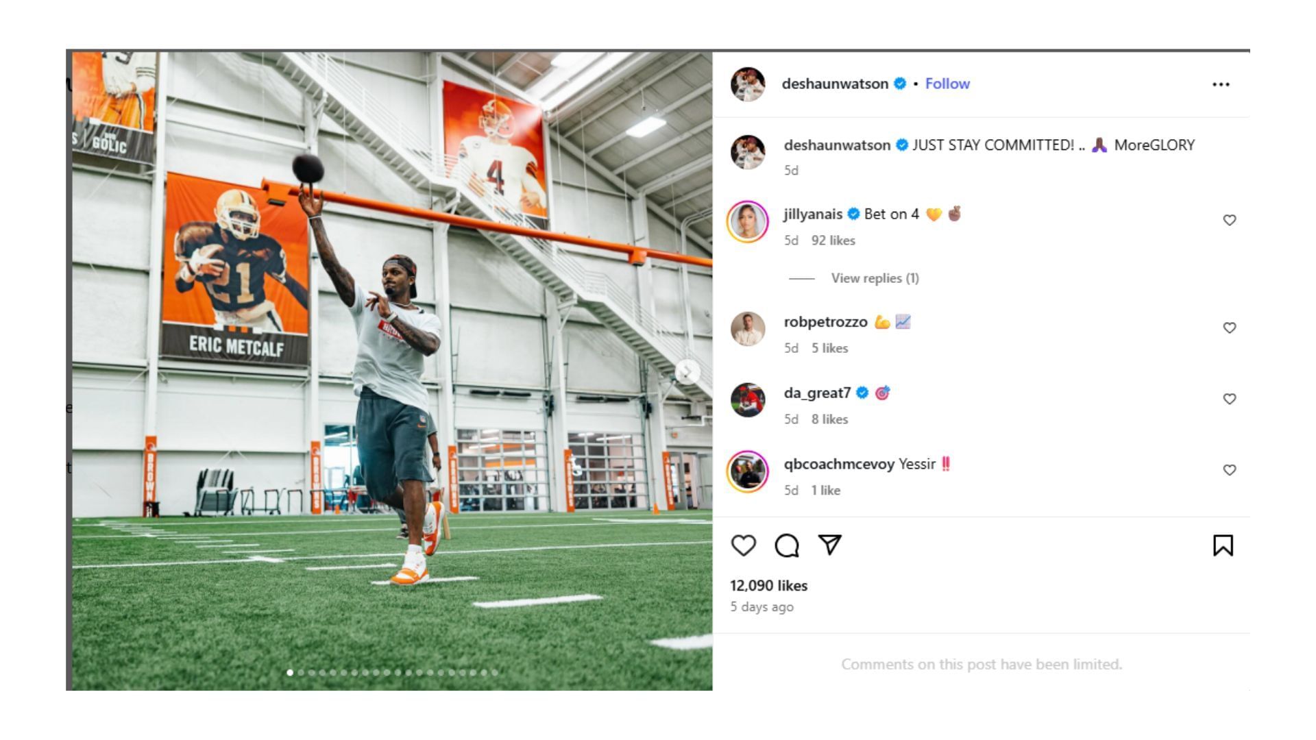 Watson received support rom wife Jilly Anais as he works to get back to playing. (Photo via Deshaun Watson&#039;s Instagram)
