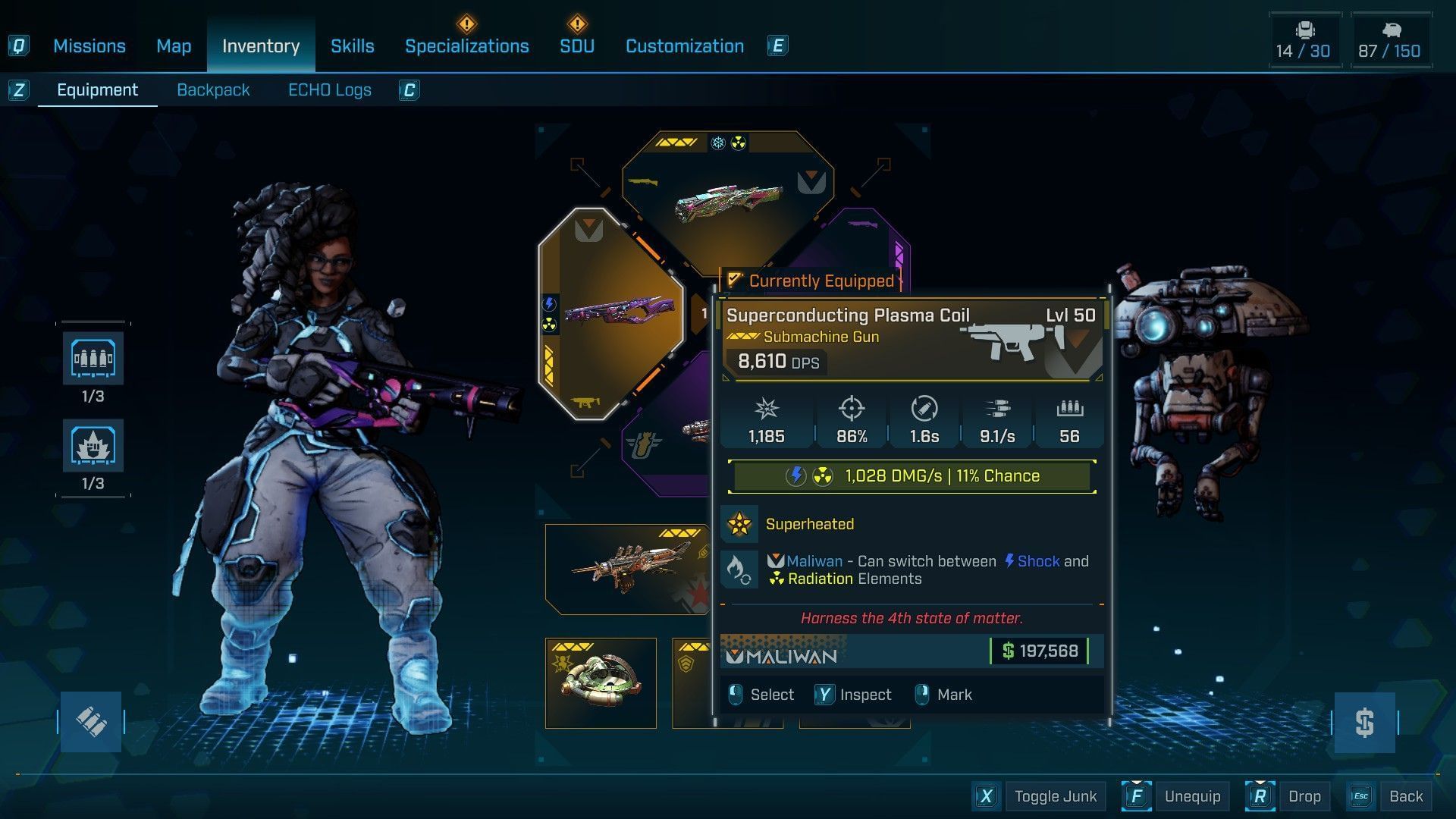 Plasma Coil is an incredible Legendary for Harlowe&#039;s Radiation build (Image via 2K)