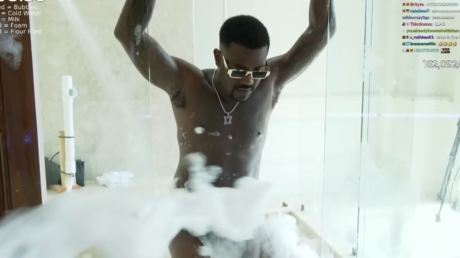 Ray J takes a shower on Kai&#039;s stream (Image via Kai Cenat Live/YouTube)