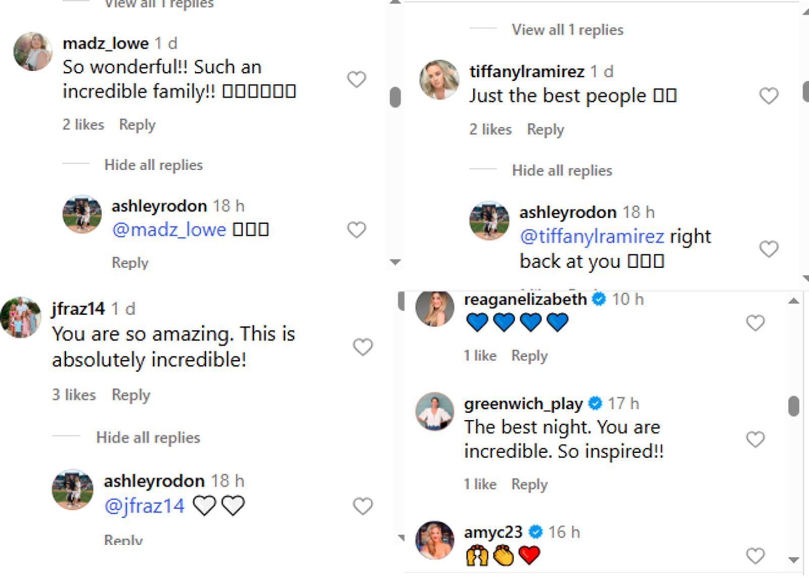 MLB wives reacted to Carlos Rodon&#039;s wife Ashely &#039;s post on the social media platform. (Via Instagram)