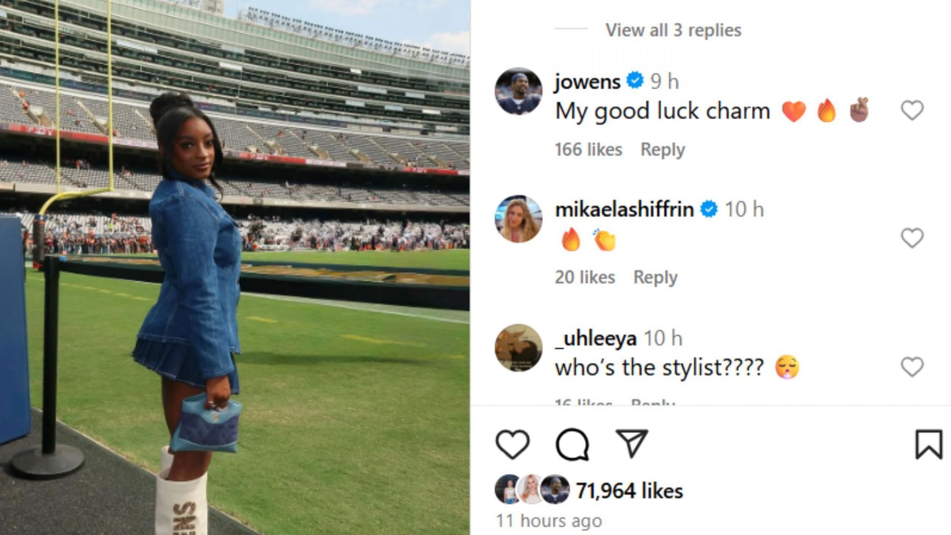 Screenshot of comment (IG/@simonebiles)
