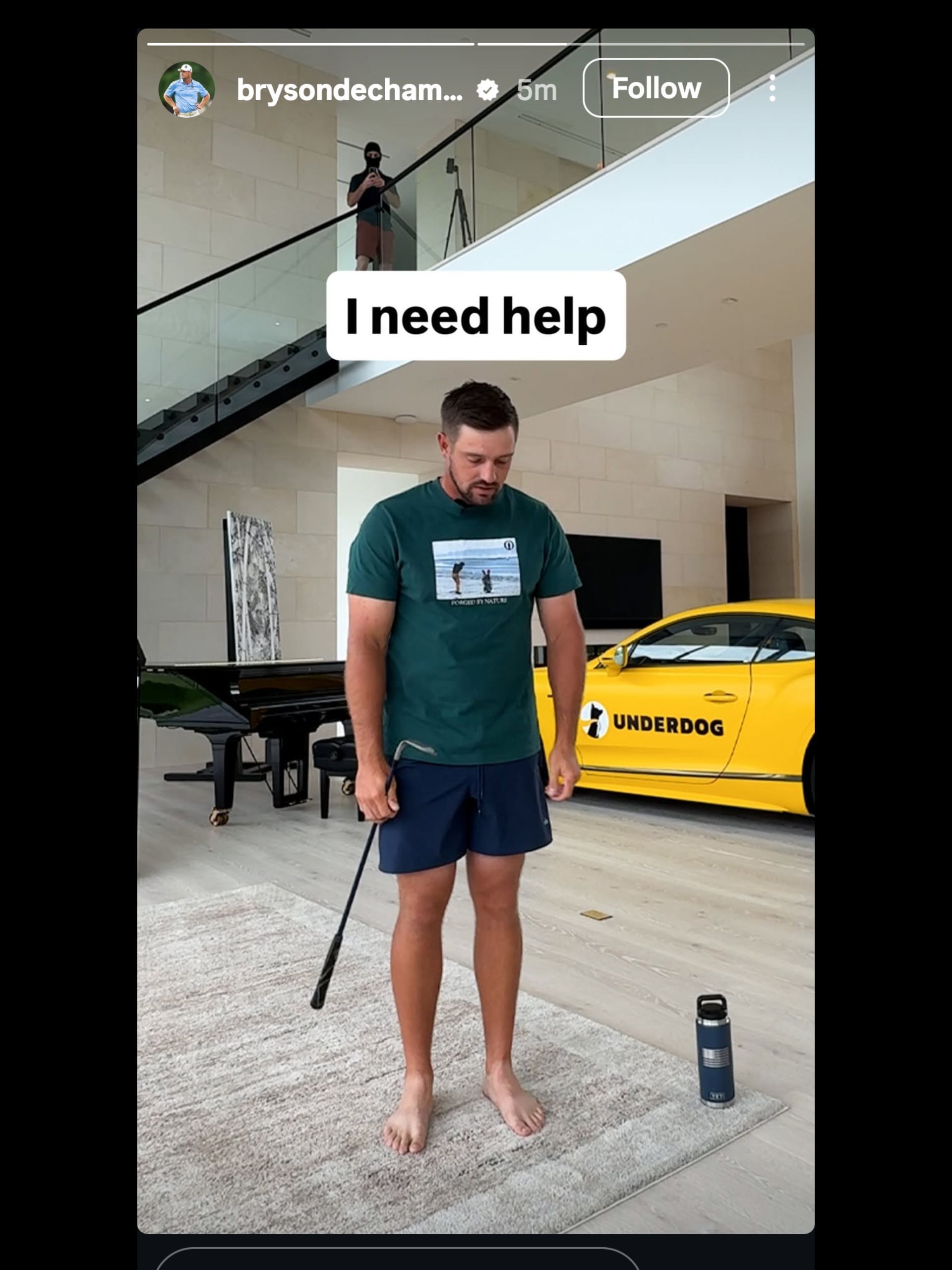Screenshot from DeChambeau&#039;s Instagram story on the viral challenge / Source: @BrysonDechambeau on IG