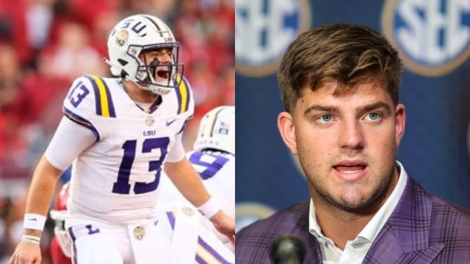 IN PICS: Garrett Nussmeier & fiancée, Ella, share an adorable kiss after LSU QB's back-to-back win