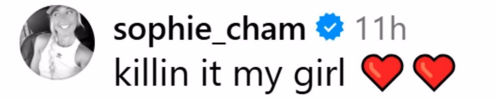 Sophie Cunningham commented on Ali Brunson&#039;s IG post. (Photo: @alibrunson11 on IG)