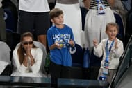 Novak's wife Jelena, her son Stefan, and daughter Tara at the Australian Open - Source: Getty