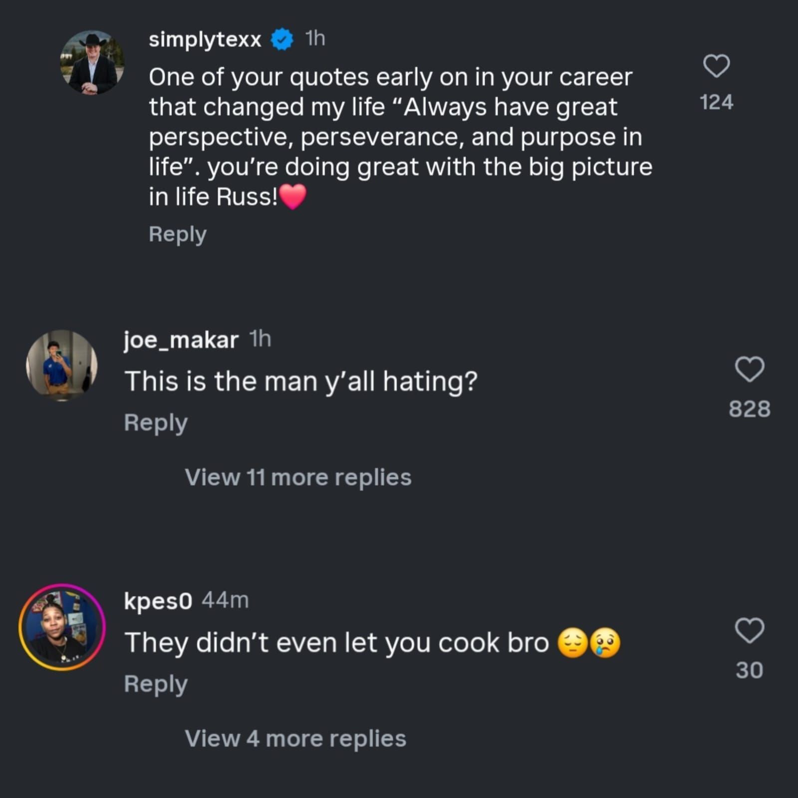 Comments on @dangerusswilson&#039;s IG post