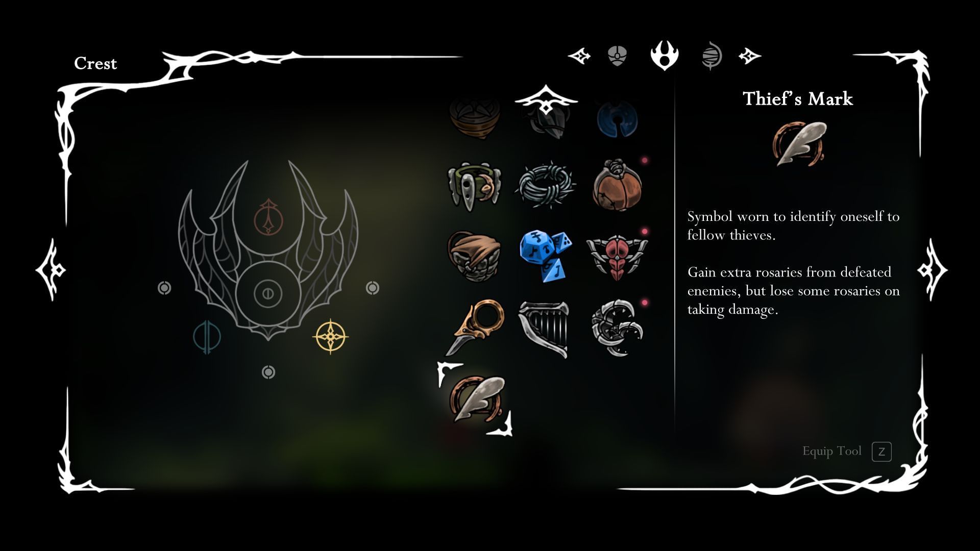 Thief&#039;s Mark in Silksong (Image via Sportskeeda Gaming || Team Cherry)
