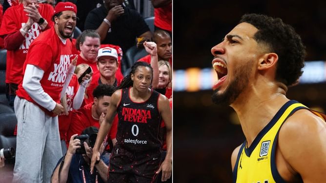 "More locked in than some of the Dream players" - WNBA fans react as Tyrese Haliburton goes berserk while cheering on Indiana Fever in playoff game
