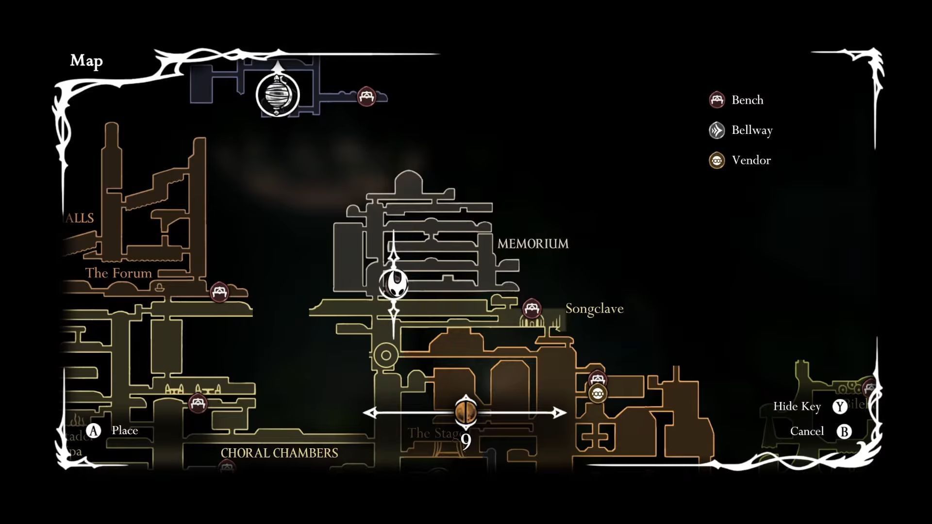 Memorial Bench location in Hollow Knight Silksong (Image via Team Cherry || YouTube@/Ape Knight Gaming)