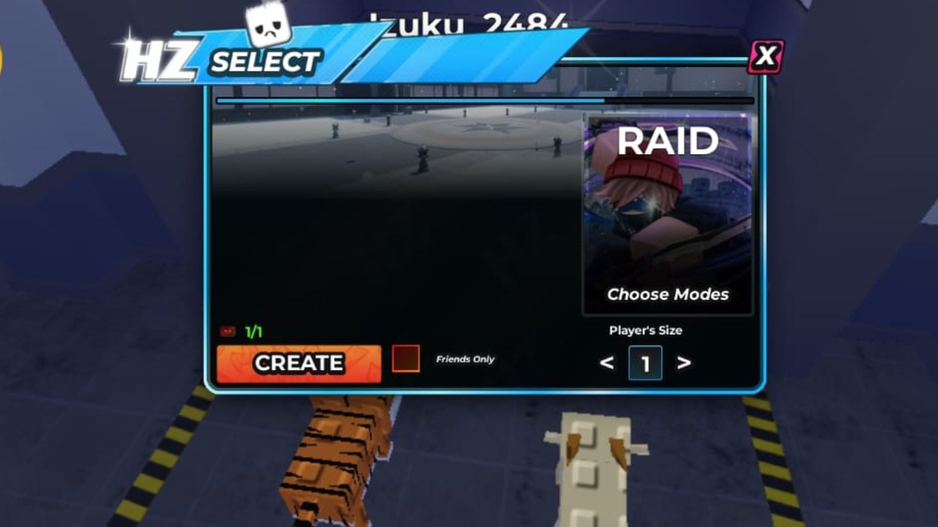 The Raid mode menu (Image via Roblox)