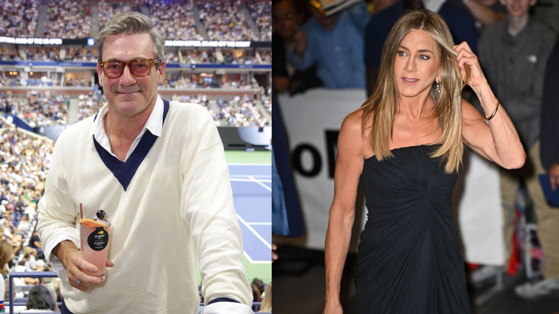 Paul (Jon Hamm) and Alex (Jennifer Aniston) in The Morning Show (Images via Getty)