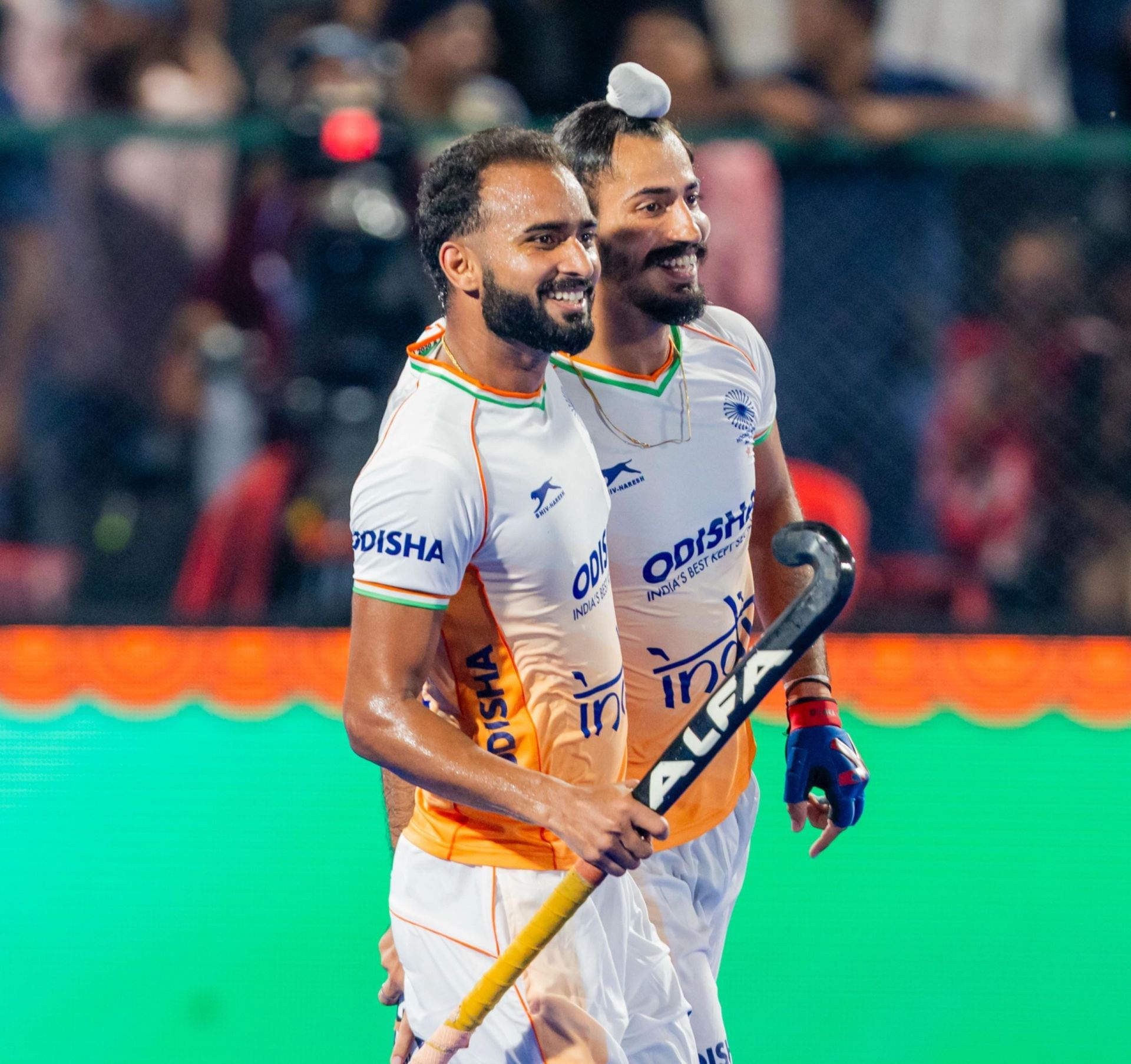 Sukhjeet Singh and Dilpreet scored for India in the final of the Men&#039;s Hockey Asia Cup - Source: Hockey India