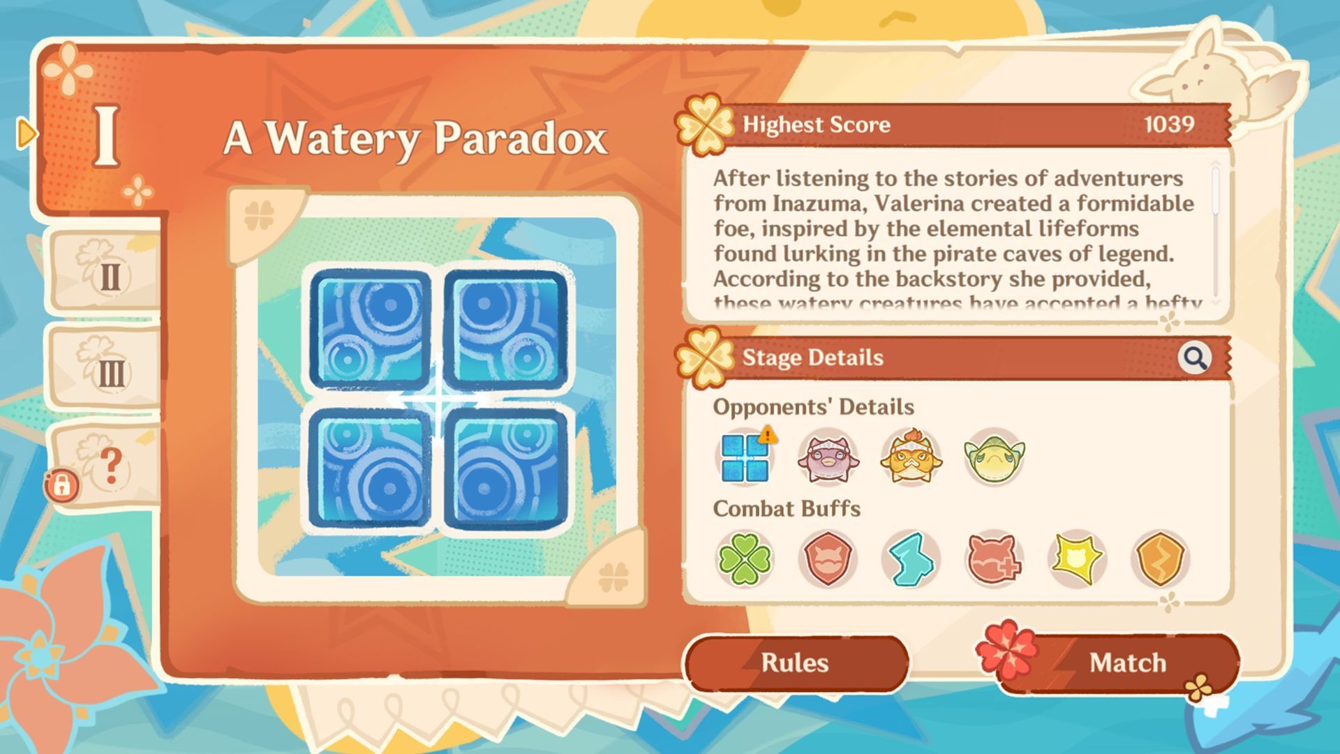 A Watery Paradox challenge stage (Image via Sportskeeda Gaming/HoYoverse)