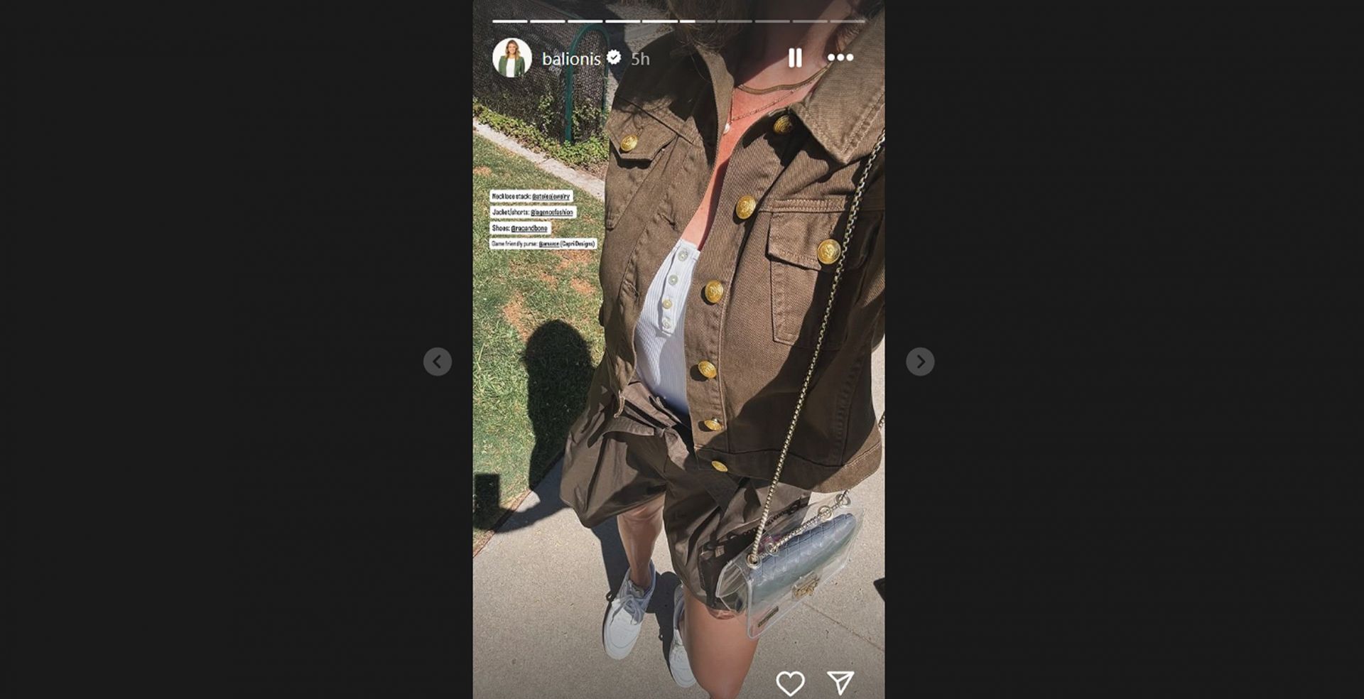 Amanda Balionis steps out in $670 jacket and shorts for a Sunday outing/@balionis