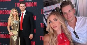 Chiefs heiress Gracie Hunt rocks backless halter dress alongside BF Derek Green at friend's wedding