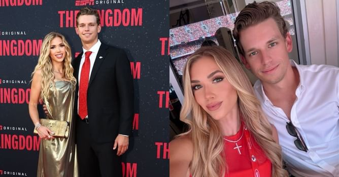 Chiefs heiress Gracie Hunt rocks backless halter dress alongside BF Derek Green at friend's wedding
