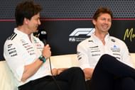 Toto Wolff, director of Mercedes, and director of the Williams team, James Vowles, at the Monaco circuit. Source: Getty