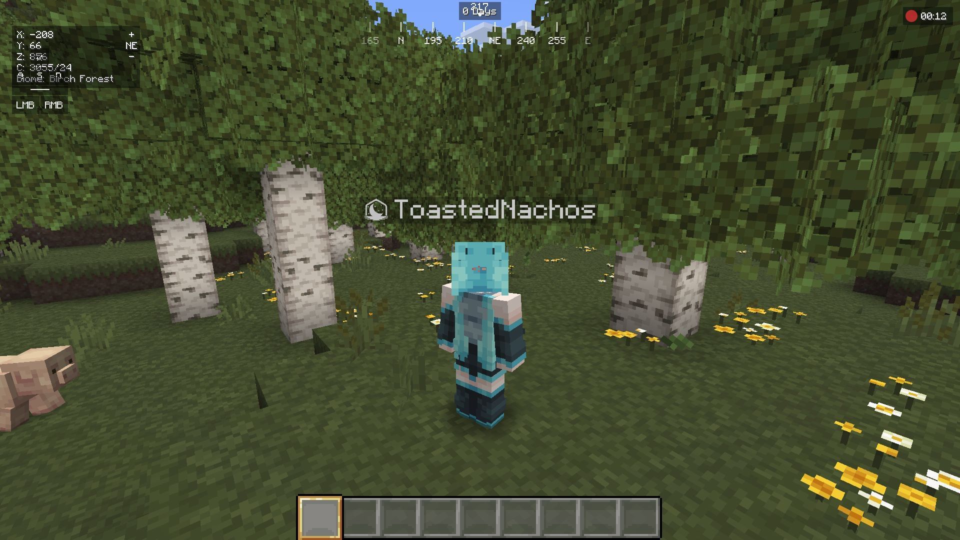 The red icon indicates that recording has begun (Image via Sportskeeda Gaming || Mojang Studios/Lunar Client)