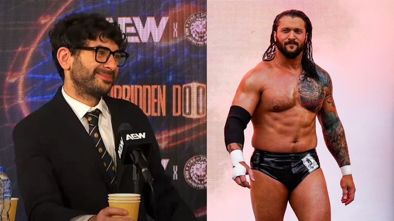 Tony Khan (left) and Karrion Kross (right) [Images from WWE.com &amp; AEW