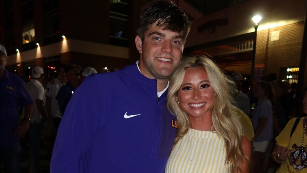 Garrett Nussmeier&#039;s with his fianc&eacute;e Ella Springfield